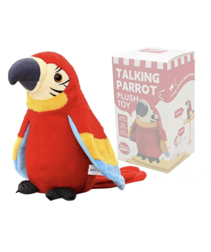 Talking Plush Parrot Scarlet Macaw Interactive Toy